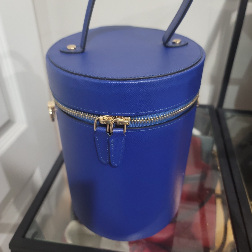 Elegant Blue Cylinder Handbag